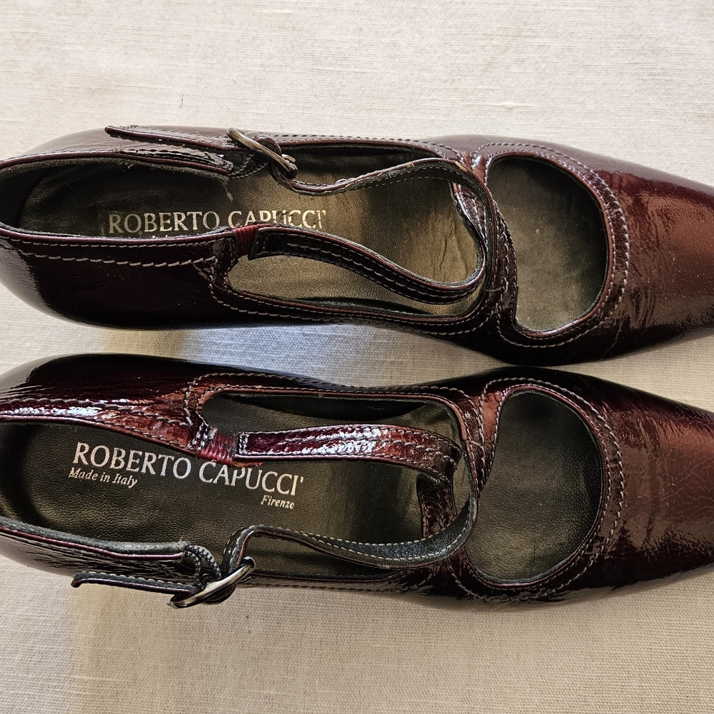 Women's Dark Red Vintage Patent Shoes